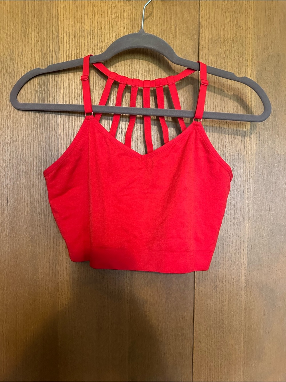 Cacique Red Strappy Cage-Back Crop Tank
